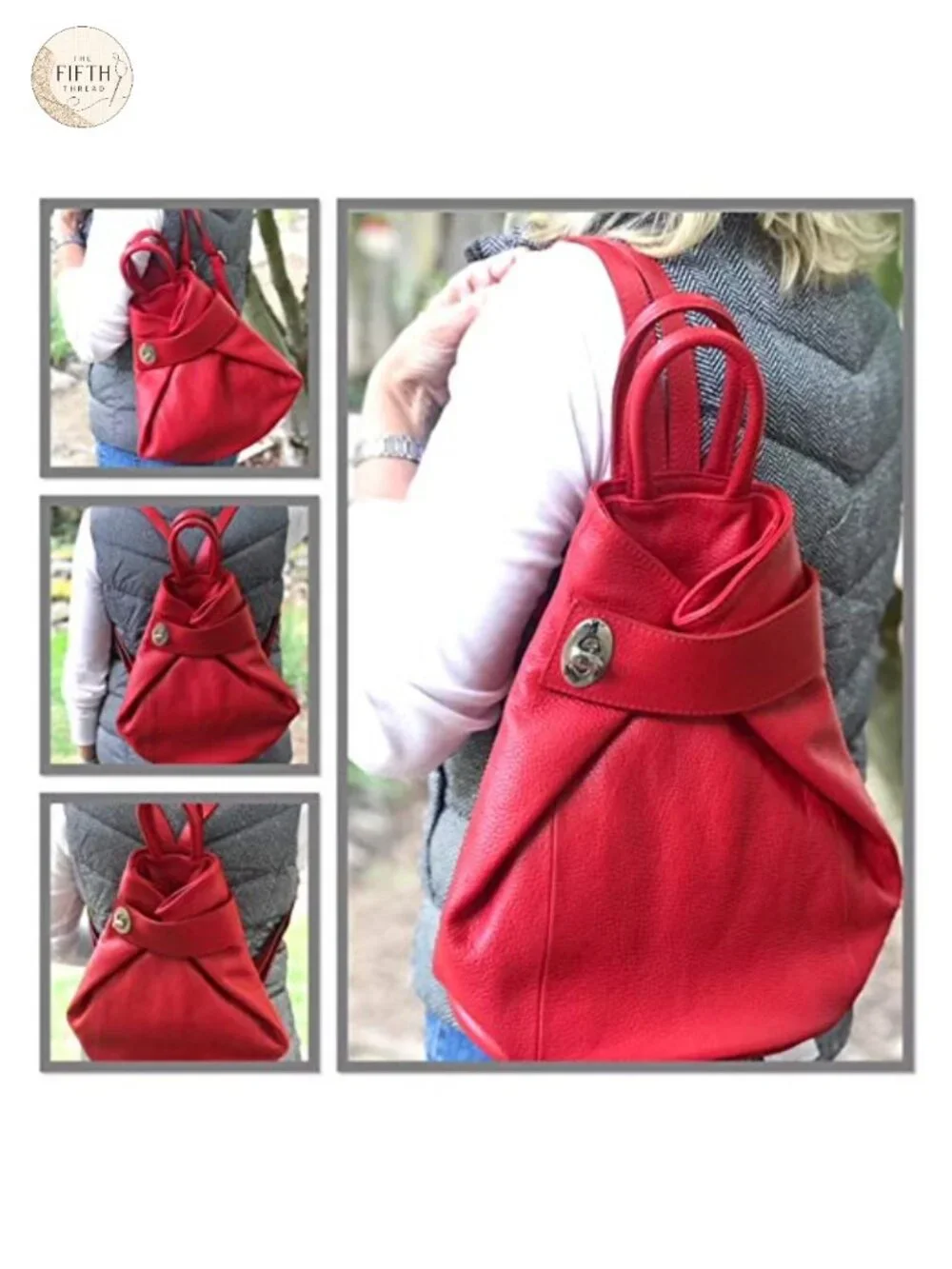 Convertible Italian Leather Backpack Purse Tote 3-in-1